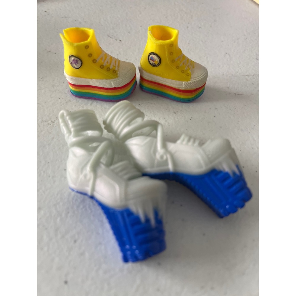 Rainbow High Shadow Doll Shoes Bundle Yellow Rainbow Platform White Blue Ice